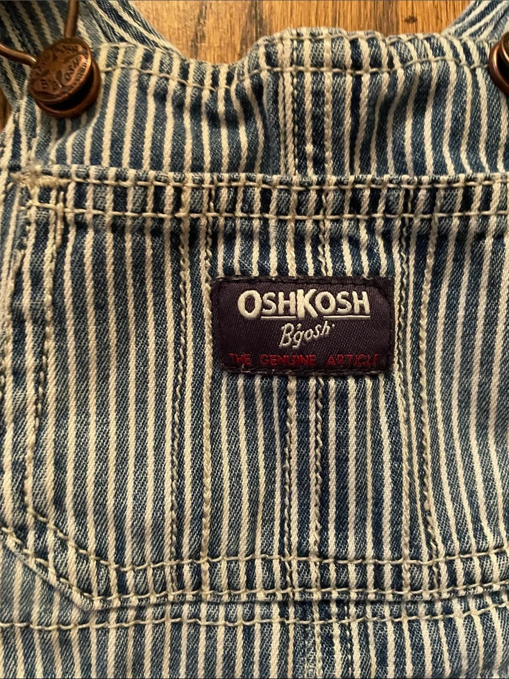 OshKosh B'gosh Navy and White Striped Toddler Short Overalls